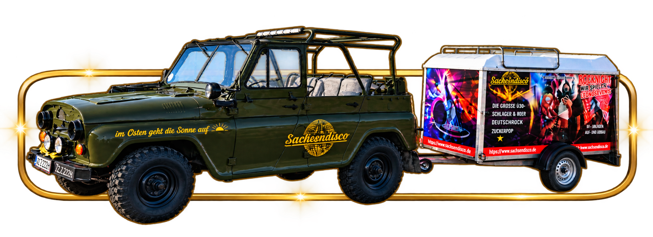 Sachsendisco UAZ mit Anhänger